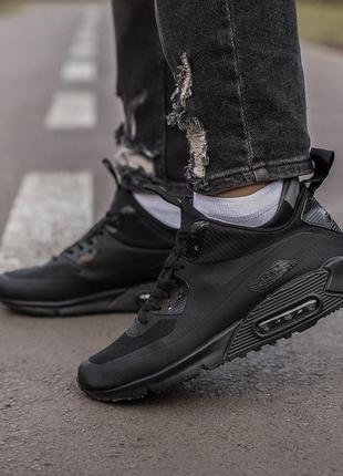 Кроссовки кожаные черного цвета air max 90 termo black 6815 фото