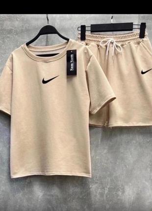 Женский летний костюм nike шорты и футболка размер oversize 42-462 фото