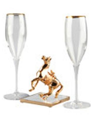 Набор бокалов для шампанского 2шт 250мл с фигуркой "лошадь" 13см3 фото