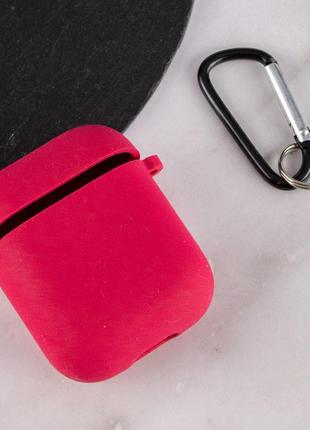 Чохол для airpods 1/2 silicone case microfiber (з мікрофіброю) rose red5 фото