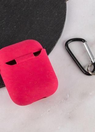 Чохол для airpods 1/2 silicone case microfiber (з мікрофіброю) rose red4 фото