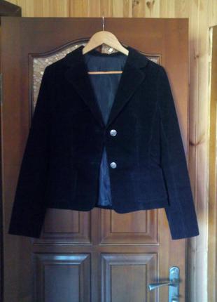 Красивый,стильный вельветовый синий жакет на подкладке