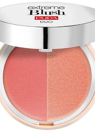 Двойные компактные румяна pupa extreme blush duo 130 matt salmon radiant peach, 4 г