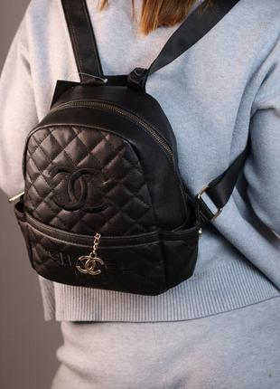 Женский рюкзак chanel black, женский рюкзак, рюкзак шанель черного цвета, рюкзак шанель черного цвета2 фото