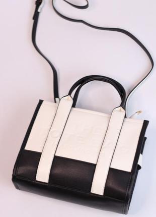 Жіноча сумка marc jacobs black/white, жіноча сумка, марк джейкобс, колір - чорний/білий5 фото