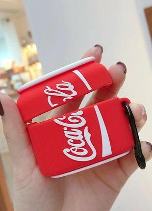 Чехол для наушников airpods pro coca cola (кока-кола) красный2 фото