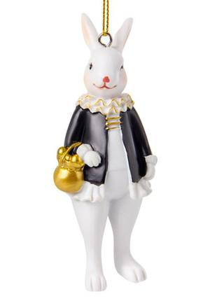 Фігурка декоративна "кролик із кошиком" 10 см