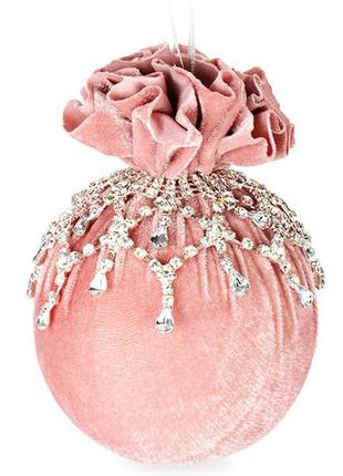 Елочный шар с ажурным украшением "розовая жемчужина" 10см2 фото