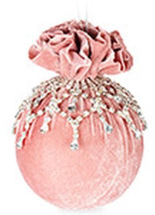 Елочный шар с ажурным украшением "розовая жемчужина" 10см3 фото