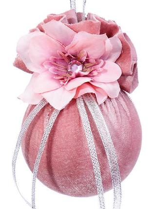 Елочный шар с цветочной геометрией "розовая жемчужина" 8см