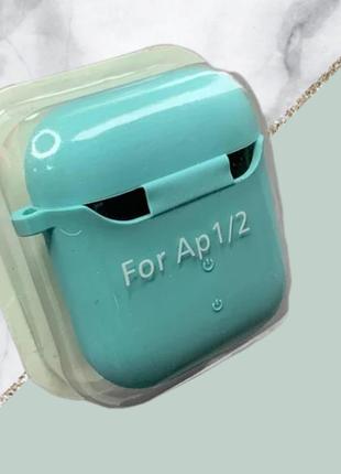 Чехол для airpods 1/2 silicone case microfiber (с микрофиброй) light blue1 фото