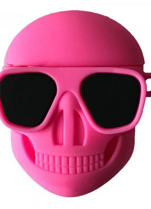 Чехол для наушников airpods 1/2 scull pink