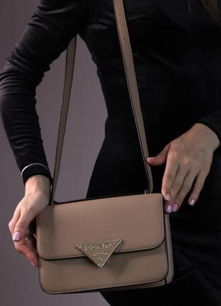 Женская сумка prada saffiano beige, женская сумка, сумка прада бежевого цвета3 фото