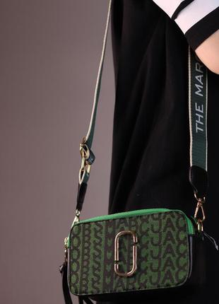 Жіноча сумка marc jacobs logo green/black, жіноча сумка, маркбалс зеленого/чорного кольору3 фото