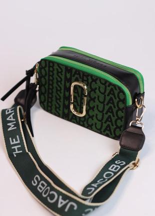 Женская сумка marc jacobs logo green/black, женская сумка, марк джейкобс зеленого/черного цвета