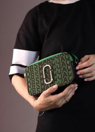 Жіноча сумка marc jacobs logo green/black, жіноча сумка, маркбалс зеленого/чорного кольору2 фото