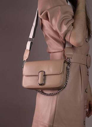 Жіноча сумка marc jacobs shoulder beige, женская сумка, марк джейкобс бежевого кольору5 фото