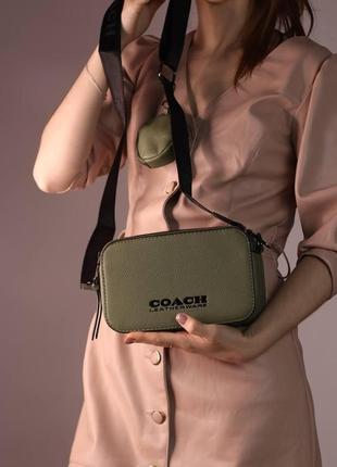 Жіноча сумка coach khaki, женская сумка, коуч кольору хакі3 фото