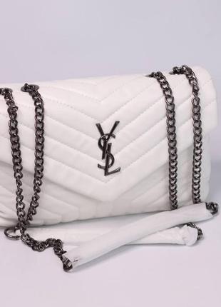 Женская сумка yves saint laurent 30 silver white, женская сумка, брендовая сумка ив сен лоран, белого цвета2 фото