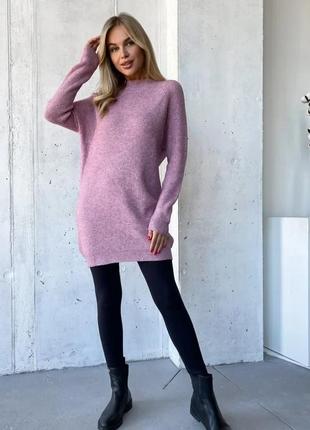 Темно-рожевий кашеміровий светр-туніка, стиль: повсякденний, матеріал: трикотаж, розмір: s