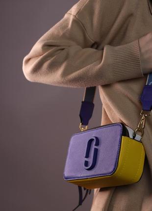 Жіноча сумка синьо/жовто/біла marc jacobs logo blue/yellow/white женская сумка, брендова сумка marc jacobs logo3 фото