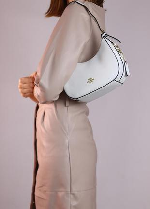 Женская сумка coach kleo hobo white, женская сумка, сумка коуч белого цвета3 фото