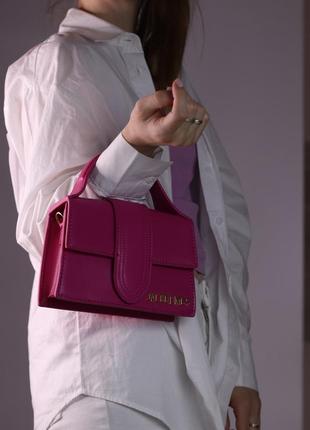 Жіноча сумка jacquemus mini fuxia, женская сумка, жакмюс кольору фуксії4 фото