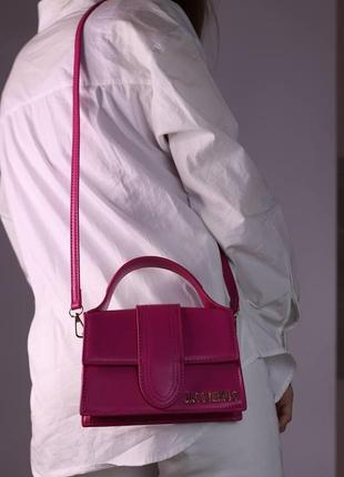 Жіноча сумка jacquemus mini fuxia, женская сумка, жакмюс кольору фуксії2 фото