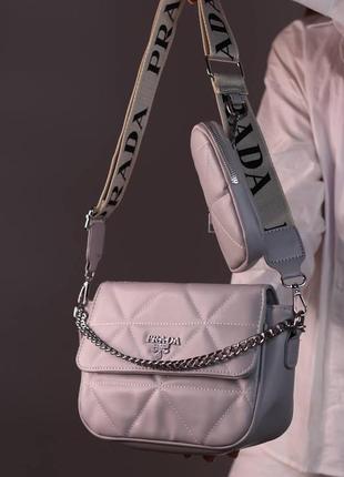 Женская сумка prada grey, женская сумка, прада серого цвета3 фото