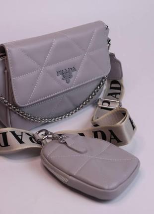 Женская сумка prada grey, женская сумка, прада серого цвета