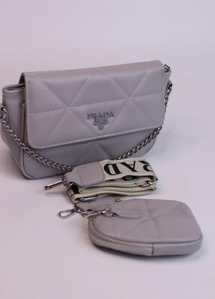 Женская сумка prada grey, женская сумка, прада серого цвета4 фото