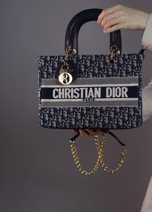 Жіноча сумка cristian dior dark blue with gold, женская сумка, брендова сумка, крістіан діор темно-синього кольору2 фото