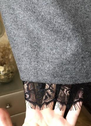 Теплая юбка с кружевом размер с 65% шерсть zara оригинал3 фото
