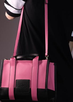 Жіноча сумка marc jacobs black/pink, жіноча сумка, марк джейкобс, колір - чорний/рожевий4 фото