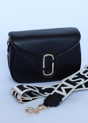 Женская сумка marc jacobs saddle black (gold) lux женская сумка, сумка марк джейкобс черного цвета