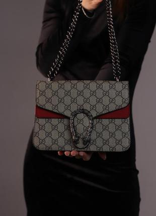 Женская сумка gucci dionysus beige&red, женская сумка, гучи бежевого и красного цвета