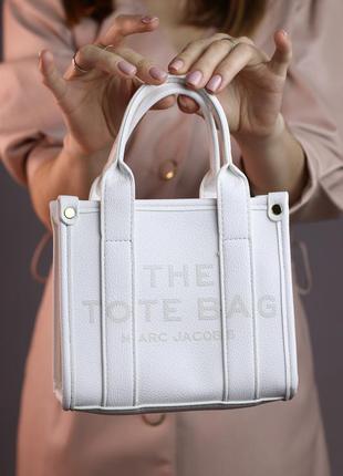 Жіноча сумка marc jacobs tote bag mini white женская сумка, сумка марк джейкобс тоте бег міні білого кольору2 фото