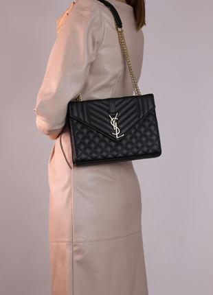 Женская сумка ysl envelope mini black, женская сумка, сумка ив сен лоран черного цвета4 фото