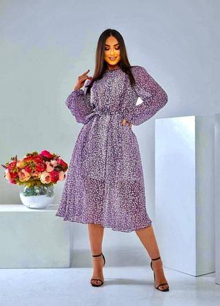 Шифонова сукня на підкладці закрита в квіточку 44-46,48-50,52-54