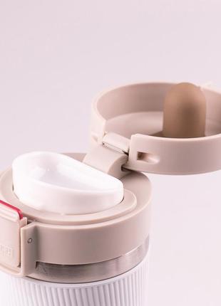 Термос металлический с поилкой 400 мл изолированный из нержавеющей стали до 12 часов белый