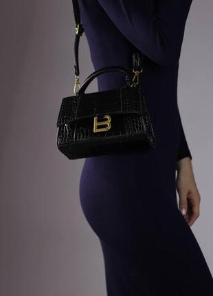 Женская сумка balenciaga hourglass small black, женская сумка, брендовая сумка баленсиага, черного цвета5 фото