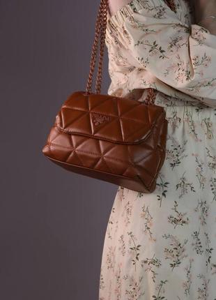 Женская сумка prada nappa spectrum brown, женская сумка, сумка прада коричневого цвета, сумка прада коричневог4 фото