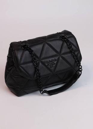 Жіноча сумка prada saffiano black женская сумка, сумка прада чорного кольору