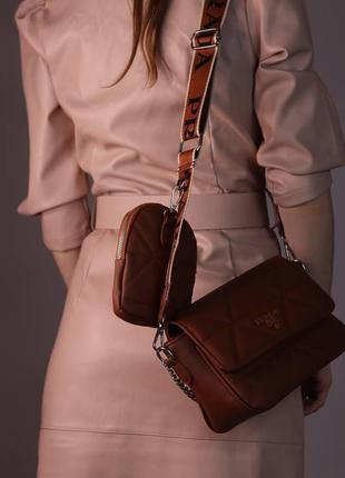 Женская сумка prada brown, женская сумка, прада коричневого цвета