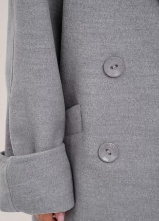 Сіре кашемірове пальто з розрізами, сірий, m l4 фото