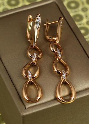 Серьги xuping jewelry подвески аркадия 5,5 см золотистые1 фото