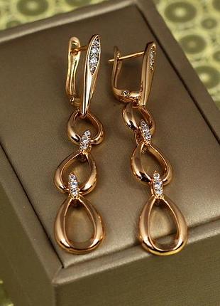 Серьги xuping jewelry подвески аркадия 5,5 см золотистые