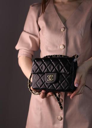 Жіноча сумка chanel 21 black, женская сумка, брендова сумка шанель чорного кольору