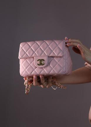 Женская сумка chanel 21 pink, женская сумка, брендовая сумка шанель розового цвета3 фото