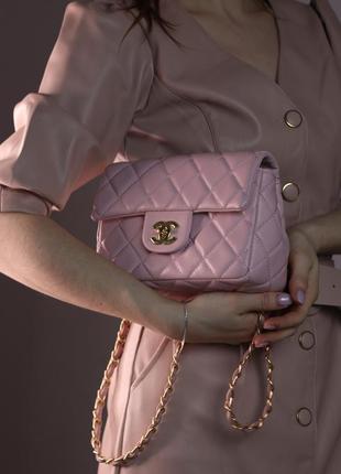 Женская сумка chanel 21 pink, женская сумка, брендовая сумка шанель розового цвета4 фото